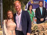 Prince Harry rubs shoulders with the Princess of Lesotho as he shares first picture just hours after leaving Britain