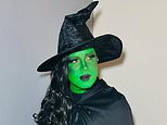 Singer looks unrecognisable as they dress as Wicked witch Elphaba complete with a green face for 'spooktacular' Halloween event - but can you guess who?