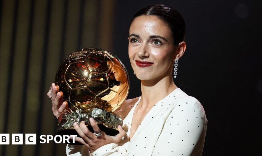 Barcelona's Spanish midfielder Aitana Bonmati receives the Woman Ballon d'Or award