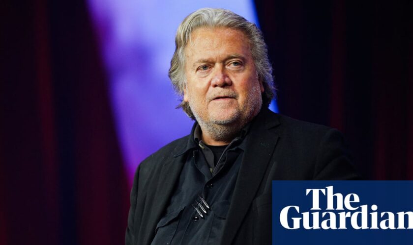 Steve Bannon peddles US election conspiracy theories on podcast hours after prison exit