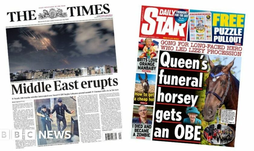 The Papers: 'Middle East erupts' and OBE for Queen's funeral horse