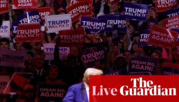 US election live: backlash grows over Tony Hinchcliffe’s racist Puerto Rican jokes at Trump rally