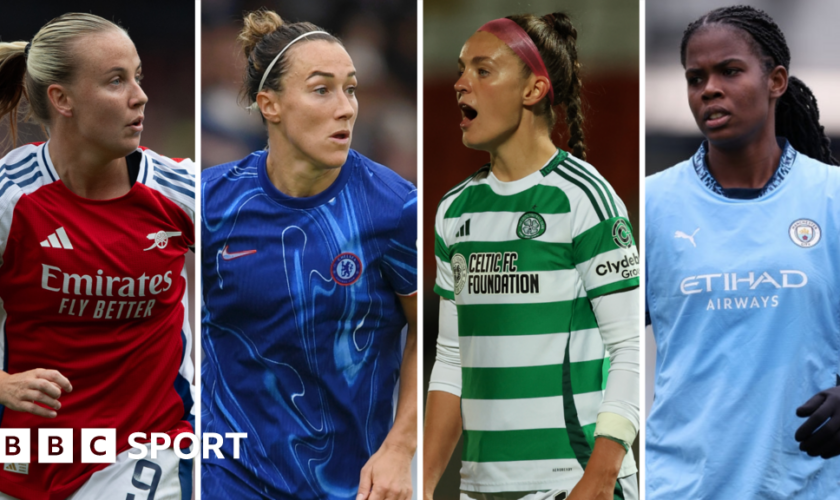 Arsenal's Beth Mead, Chelsea's Lucy Bronze, Celtic's Caitlin Hayes and Manchester City's Khadija Shaw