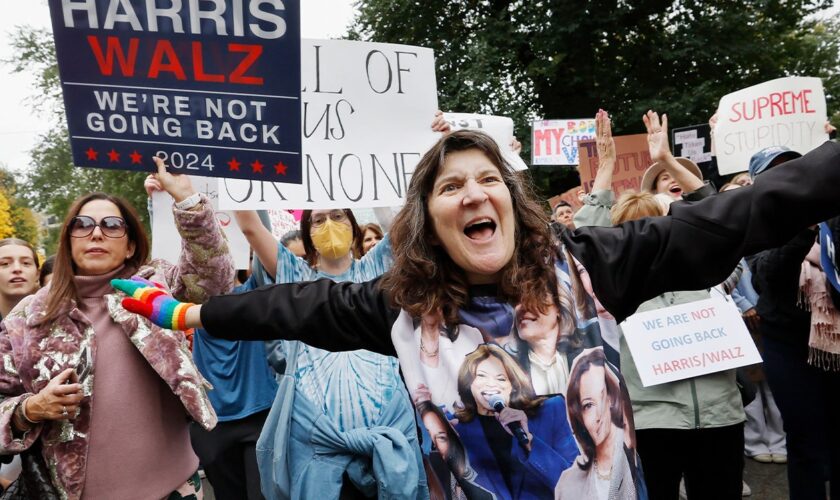 Abortion supporters at Women's March in Boston turn out in droves to support Harris presidency