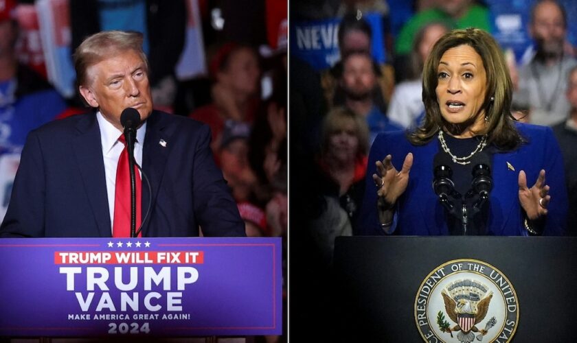 Donald Trump et Kamala Harris, en campagne dans le Nevada le 31 octobre 2024