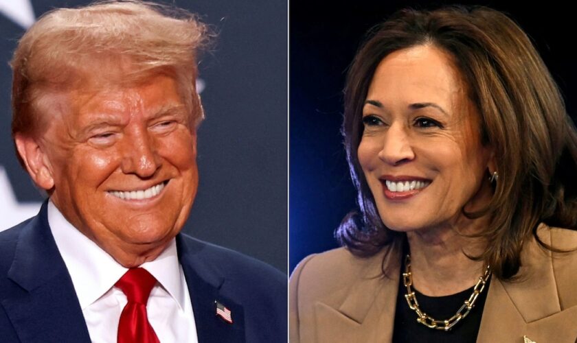 Donald Trump à Fayetteville (Caroline du Nord) le 4 octobre 2024, et Kamala Harris à Las Vegas (Nevada), le 10 octobre 2024