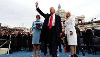 With wife Melania and daughter Tiffany at his 2017 inauguration. Pic: AP