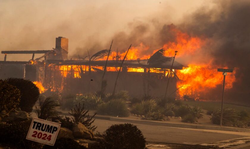 Footage shows California home engulfed by flames as massive blaze forces thousands to flee