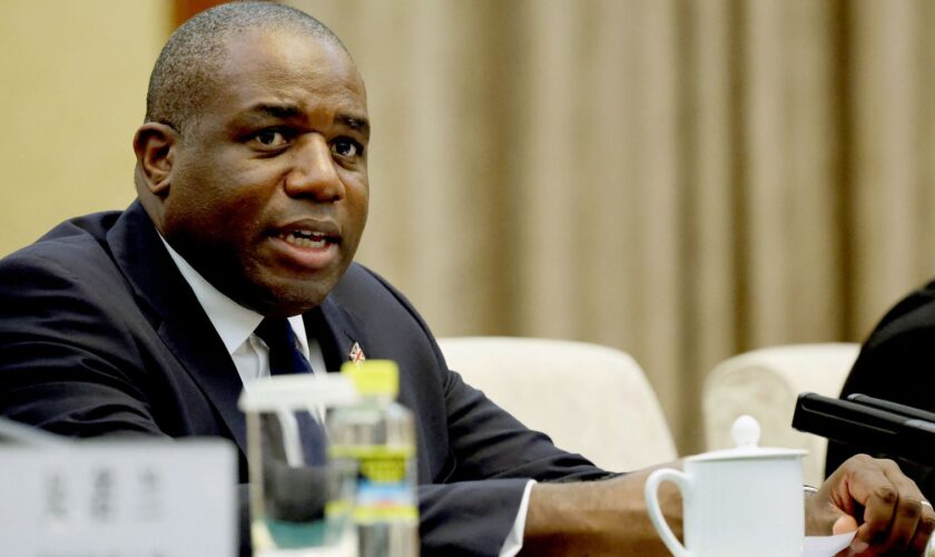 Britain's Foreign Secretary David Lammy attends a meeting with Chinese Vice Premier Ding Xuexiang (not pictured) at the Great Hall of the People in Beijing, China October 18, 2024. REUTERS/Florence Lo/Pool