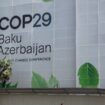 Le logo de la COP29 à Bakou le 11 septembre 2024