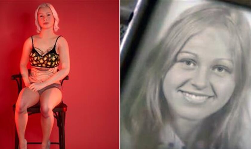 The hologram of Bernadette Szabo, left, with a photograph of her. Pics Amsterdam police