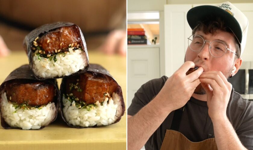 Recipe is 'Hawaiian classic' using teriyaki short ribs instead of canned meat