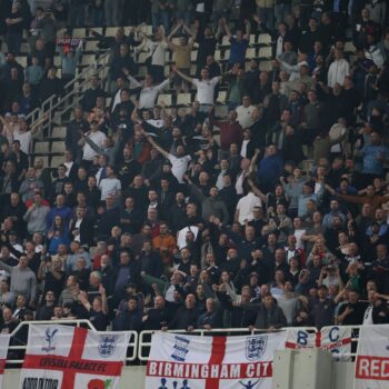 Soccer Football - Nations League - Group Stage - Greece v England - Athens Olympic Stadium, Athens, Greece - November 14, 2024 England fans in the stands REUTERS/Louisa Gouliamaki