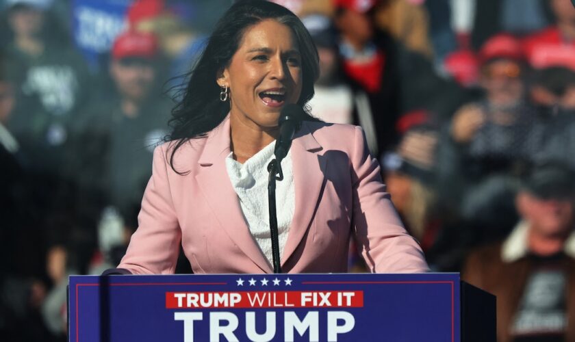 Tulsi Gabbard lors d'un meeting de campagne de Donald Trump le 3 novembre 2024 à Lititz, en Pennsylvanie.