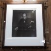 Yousuf Karsh's 1941 portrait of Winston Churchill, which he gifted to the Fairmont Chateau Laurier, is seen after being unveiled at the hotel following its theft and return, Friday, Nov. 15, 2024 in Ottawa, Ontario. (Adrian Wyld/The Canadian Press via AP)