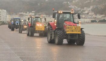 Farmers' tractor protest outside the Welsh Labour conference in Llandudno, North Wales