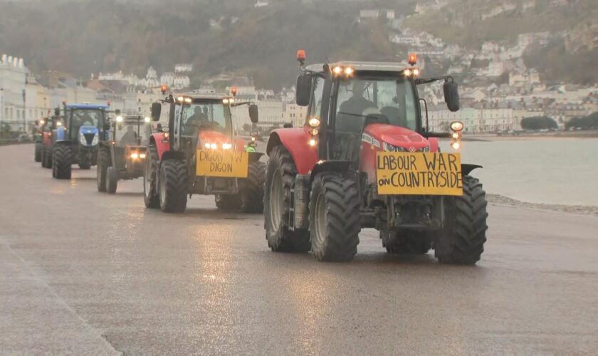 Farmers' tractor protest outside the Welsh Labour conference in Llandudno, North Wales