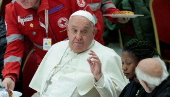 Pope Francis during a lunch at the Vatican on Sunday. Pic: Reuters