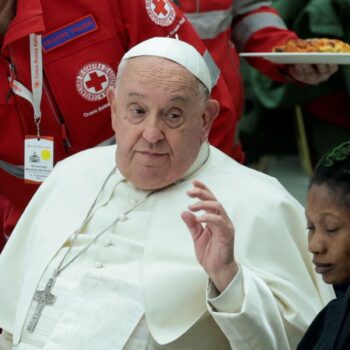 Pope Francis during a lunch at the Vatican on Sunday. Pic: Reuters