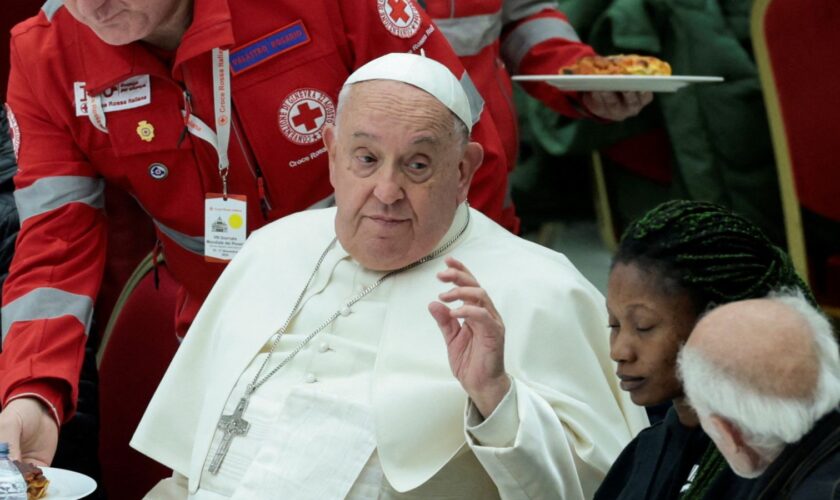 Pope Francis during a lunch at the Vatican on Sunday. Pic: Reuters