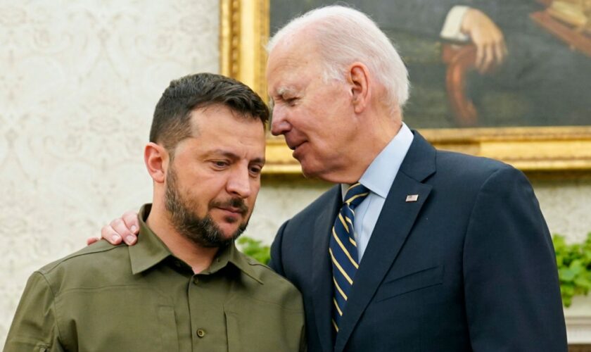 President Joe Biden meets with Ukrainian President Volodymyr Zelenskyy in the Oval Office in September last year. Pic: AP