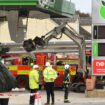 Emergency services at the scene of the explosion in the village of Creeslough, in County Donegal. Pic: Reuters