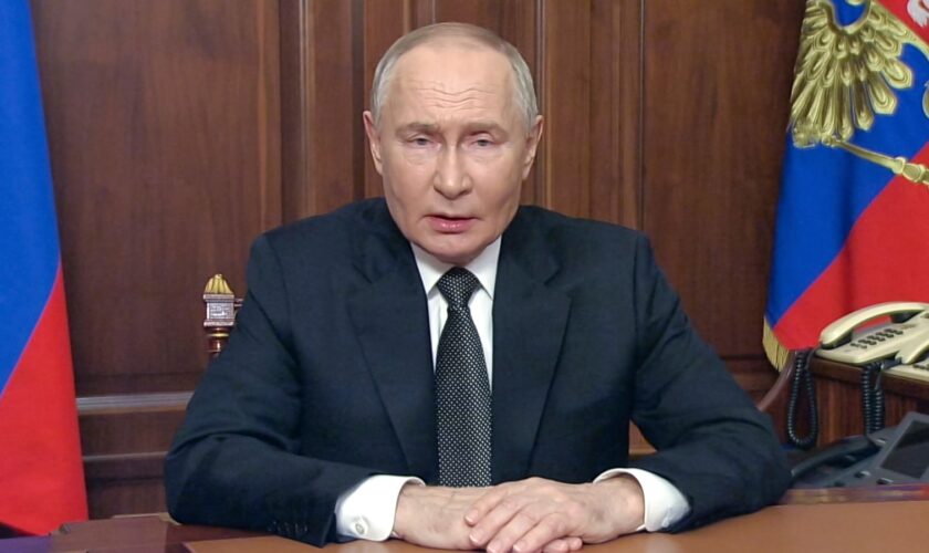 President Putin spoke to the Russian people in a TV address on Thursday evening. Pic: AP