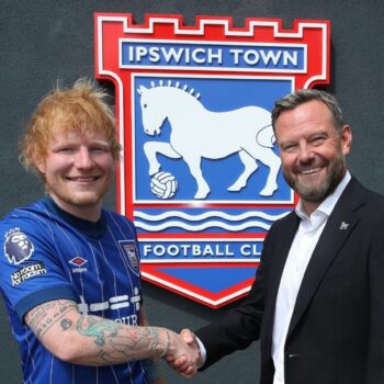 Ed Sheeran and Ipswich Town CEO and chairman Mark Ashton. Pic: Ipswich Town FC