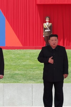 Le président russe Vladimir Poutine et le dirigeant nord-coréen Kim Jong Un, le 19 juin 2024 à Pyongyang