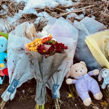 Tributes at the scene