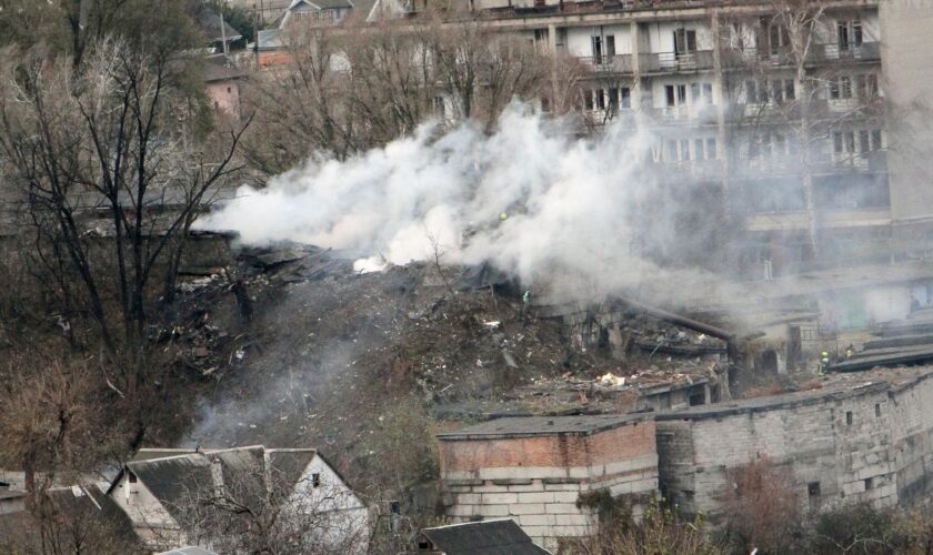 Aftermath Of Russian Missile Strike In Dnipro ** STORY AVAILABLE, CONTACT SUPPLIER** Featuring: Atmosphere Where: Dnipro, Ukraine When: 21 Nov 2024 Credit: Ukrinform/Cover Images **UK AND USA RIGHTS ONLY**  (Cover Images via AP Images)