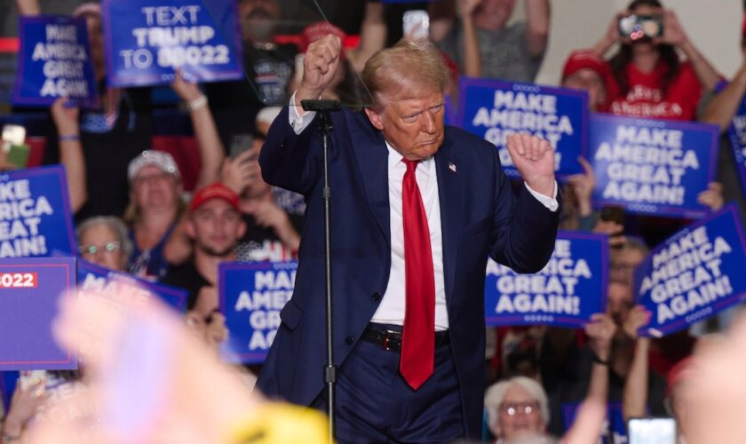 Donald Trump, en train de danser lors d'un meeting de campagne en Pennsylvanie, le 29 septembre 2024