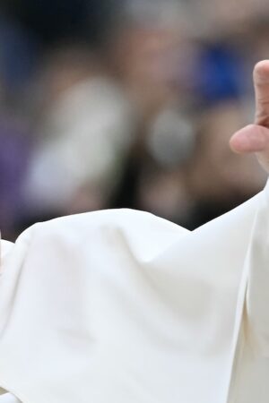 Le pape François salue la foule lors de son audience générale hebdomadaire, place Saint-Pierre au Vatican, le 20 novembre 2024