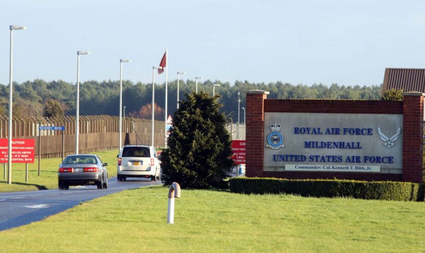 American Air Force base RAF Mildenhall. Pic: PA