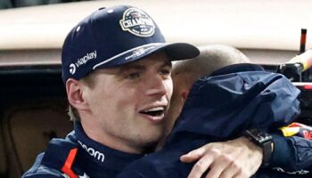 Max Verstappen celebrates his win. Pic: Reuters