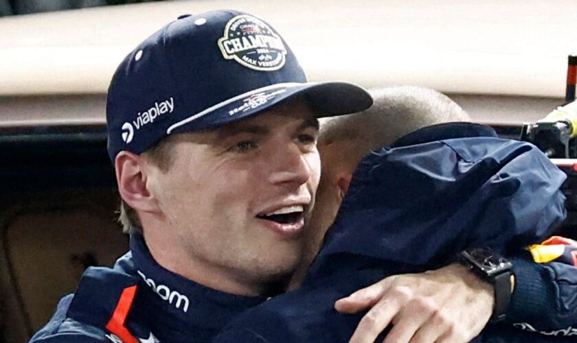 Max Verstappen celebrates his win. Pic: Reuters