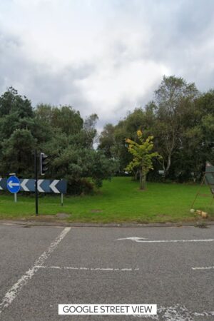 The roundabout where the A4174 joins Badminton Road, in Emersons Green