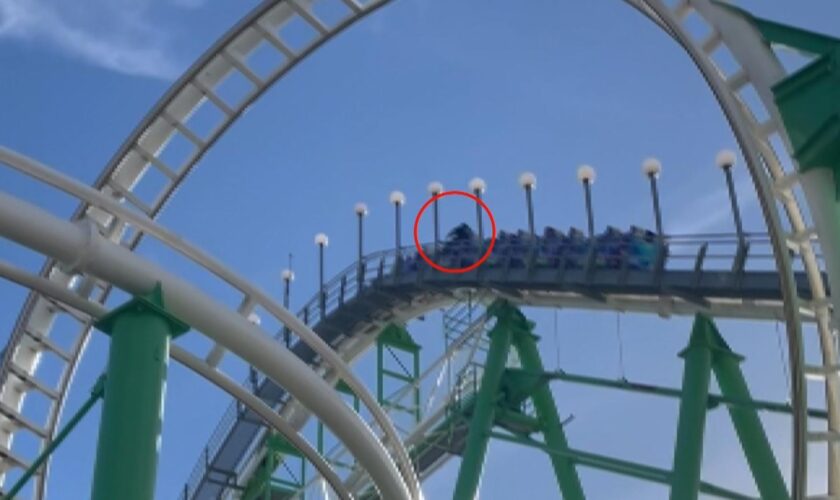 'I had mere seconds to act': Video shows man climbing out of US rollercoaster after safety bar scare