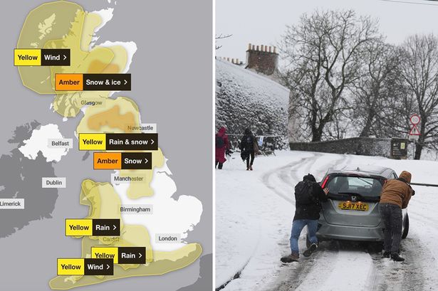 All the snow and wind warnings for this weekend revealed as Storm Bert hits UK