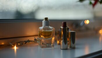 Parfums vor winterlichem Hintergrund