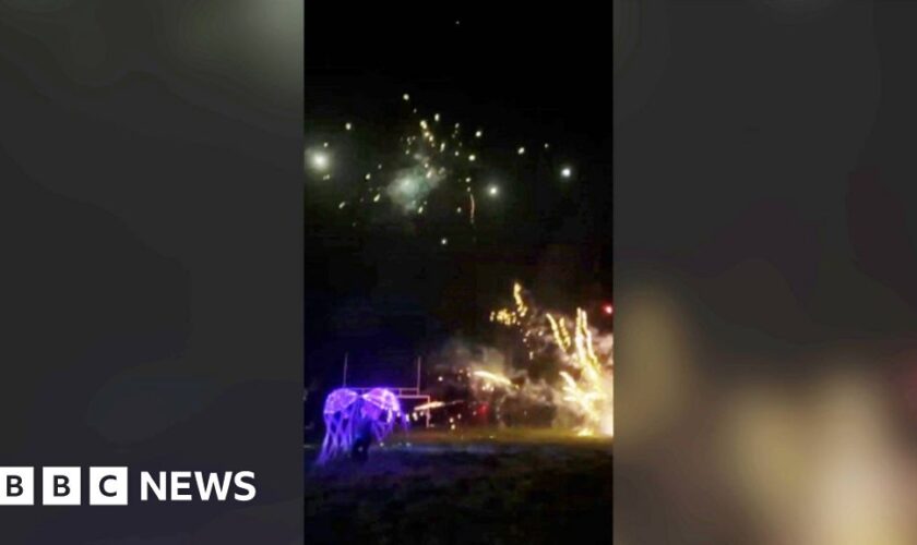 Chaos at fireworks show as children hit by rockets