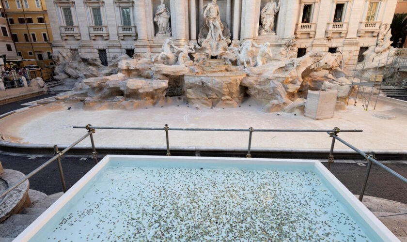 En travaux, la fontaine de Trevi remplacée par une « piscine » pour que les touristes continuent de jeter des pièces