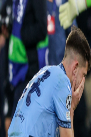 Manchester City's players react after their side's 3-3 draw against Feyenoord