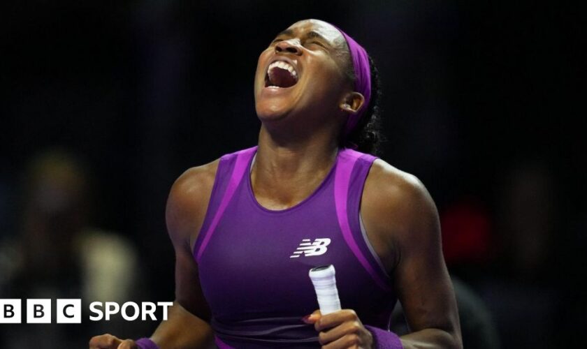 Coco Gauff celebrates her victory