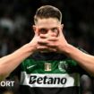 Viktor Gyokeres covers his face with his hands