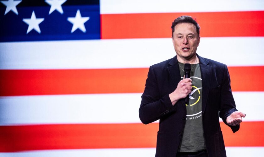 Elon Musk, Big Tech-Vertreter vor US-Flagge