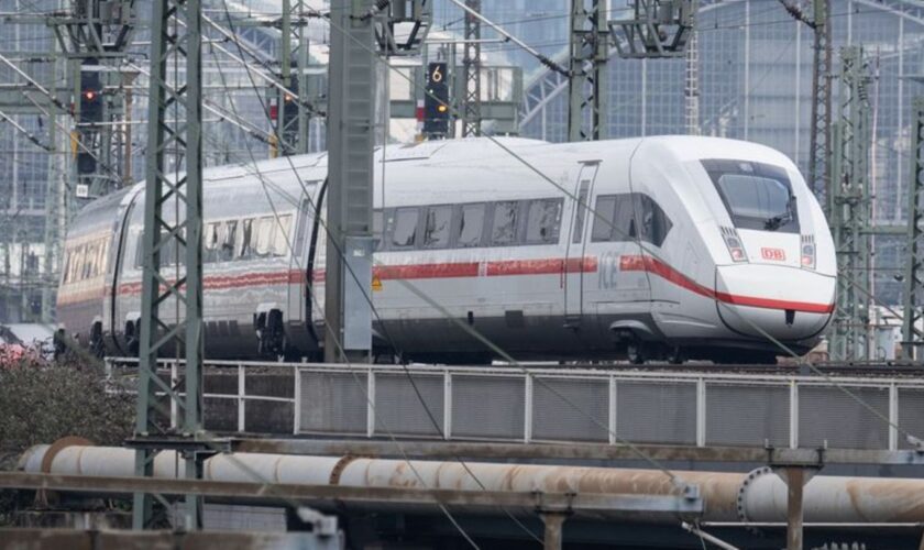 Der ICE1554 in Richtung Frankfurt Hbf erfasste den Angaben zufolge die beiden Menschen. (Symbolbild) Foto: Boris Roessler/dpa