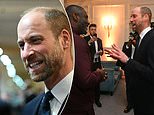 Prince William rocks a navy suit as he meets music legends at the Tusk Conservation Awards - and his beloved beard is longer than ever