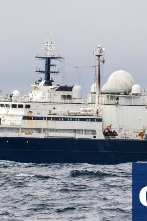 Russian spy ship escorted away from internet cables in Irish sea