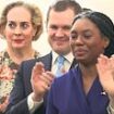 So much for Tory unity! Robert Jenrick's wife Michal Berkner stops clapping early and rolls her eyes as Kemi Badenoch is named party leader instead of her husband